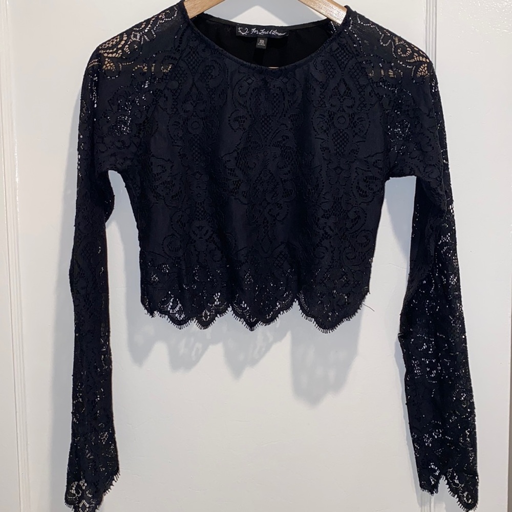 For love and lemons midnight black lace top size small